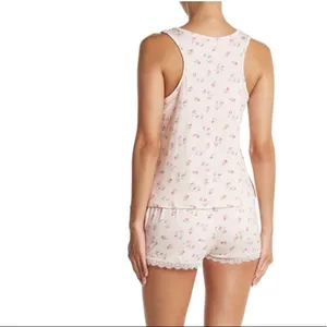Flora Nikrooz Pink Floral Print Tank Top and Shorts 2 Piece Pajama Set NEW thumbnail 3