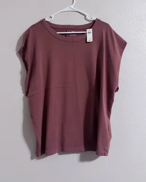 NWT AERIE Boxy Crewneck Tank Top in Mauve thumbnail 1