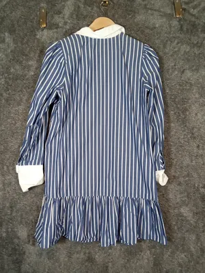J Crew Tiered Shirt Dress In Cotton Poplin Mini Belted Ruffle Hem Preppy Nautica thumbnail 7