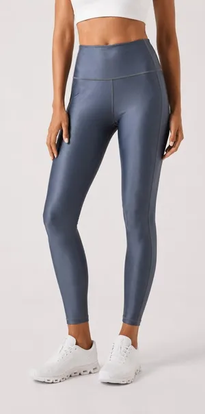 Athleta High Rise Shine Leggings Steel Blue Compression Yoga Workout Pants,M thumbnail 1