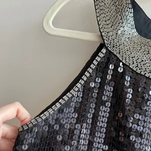 Miss Me Beaded Neck Sequin Mini Y2K Cocktail Dress, Black/Silver, Size Medium thumbnail 6