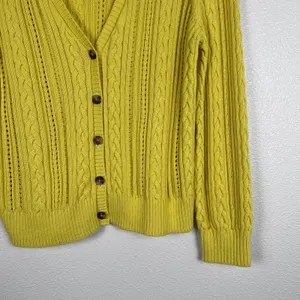 Talbots Women's Open‎ Knit Button Front Cardigan Yellow Sz XL thumbnail 4