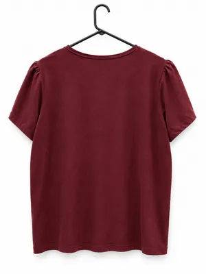 SHEIN Maroon Ruffle Sleeve Crewneck Tee thumbnail 2