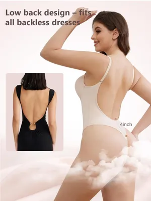 Slimers Plunge Backless Shapewear for Women: Low Back Tummy Control Shaper thumbnail 10