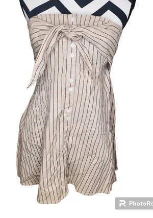 Free people Striped Button Front‎ Strapless Dress thumbnail 1