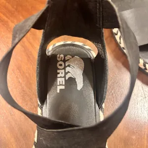 Sorel Ella II Sandals Women's Size 10 Black Leather Elastic Strap Espadrille‎ thumbnail 7