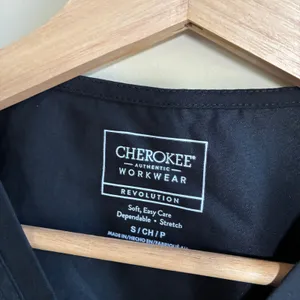 Cherokee workwear revolution stretch black scrubs top maternity women's size S thumbnail 3