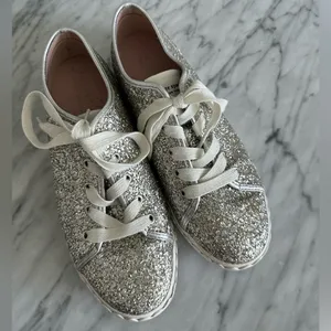 Kate Spade Vale Sneaker in Silver Glitter Sparkle thumbnail 1
