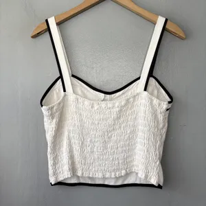 Sienna Sky Corset Style Cami Size Large White Black Cropped Top Coquette Clean Girl Siren thumbnail 2