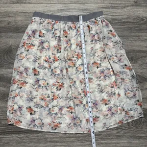 MIKAROSE Women Floral Chiffon Midi Skirt Gray‎ Waistband Ruffle Hem Size M thumbnail 12