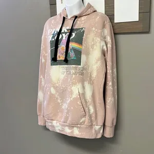 Pink Floyd Blush Pink Bleached Hoodie with Strings and Kangaroo Pocket- Large thumbnail 2