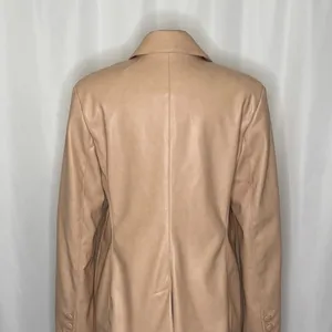 AVEC LES FILLES Tan Vegan Faux Leather Jacket Blazer Single Button Solid X-Large thumbnail 9