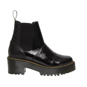 Dr.‎ Martens Rozalie Distressed Patent Heeled Chunky Chelsea Boots Black 9 thumbnail 2