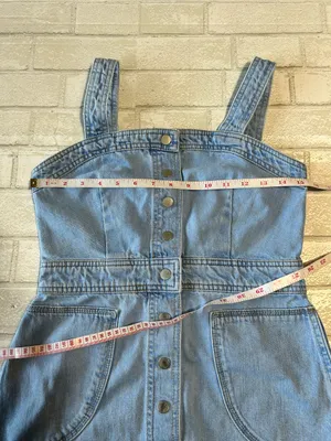 Topshop button up Denim Pinafore dress in Light Wash Size 6 thumbnail 5