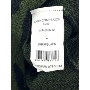 Faith Connexion Paris Wool Silk Leopard Camo‎ Jacquard Racerback Midi Dress L thumbnail 7
