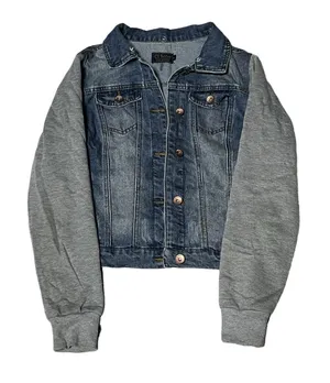 L Ci Sono Blue Gray Polyester DenimJean Jacket Sweatshirt Autumn Casual Women’s thumbnail 1