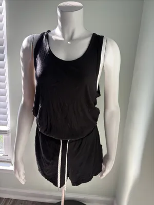 VUORI Torrey Black Ribbed Sleeveless Romper Small thumbnail 6