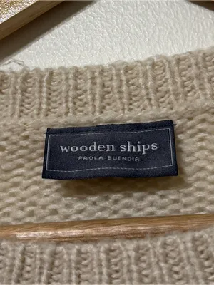 Wooden Ships Merry Sweater Small Red Festive Holiday Mohair Wool Christmas thumbnail 3