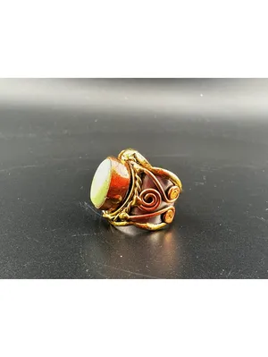 Multi Metal Ring with Natural Green Stone thumbnail 3