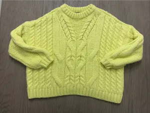 Aerie Women’s Chunky Cable Knit Sweater Small Lime Green Cozy thumbnail 1
