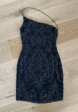 Windsor - Kai One Shoulder Sequin Mini Dress in Black thumbnail 1