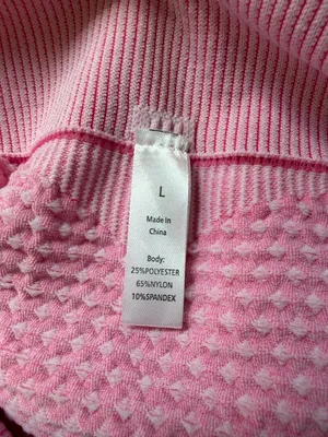 Pink Two Piece Work Out Athleisure Set Seamless Ribbed High Waist Size Large thumbnail 10