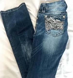 Miss Me Boot Cut Jeans with Silver Accents thumbnail 1
