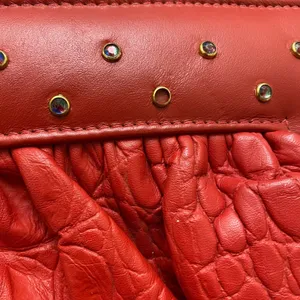 Vintage 90's Red Faux Alligator Shoulder Bag Purse Snap Puffy thumbnail 2
