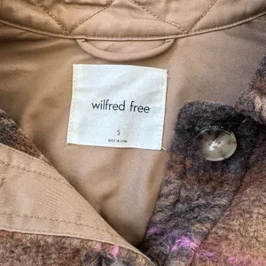 Aritzia Wilfred Autumn Shirt Jacket Wool Shacket Brown Pink Plaid thumbnail 6