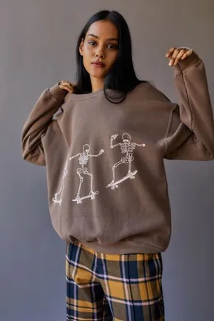 Urban Outfitters Project Social T Skateboard Skeletons Sweatshirt thumbnail 1