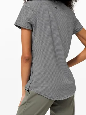 Lululemon Love Crew T-Shirt Black White Stripe Pima Cotton Size 4 thumbnail 2