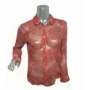 Equipment Femme Sophie Red White Floral Silk Chiffon Button Down Blouse Medium thumbnail 2