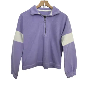 Abercrombie & Fitch Sherpa Half Zip PullOver Sweatshirt Purple White Size Small thumbnail 2