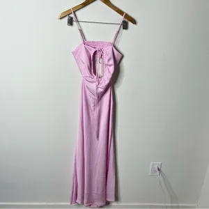ALC Frank NWT‎ Lavender Lilac Purple Halter Neck Cutout Smocked Midi Dress Womens 8 thumbnail 6