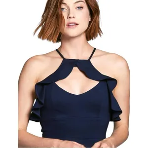 NWT Amanda‎ Uprichard Cia Mini Dress Fluttery Ruffle Navy Blue Size Large NWT thumbnail 2