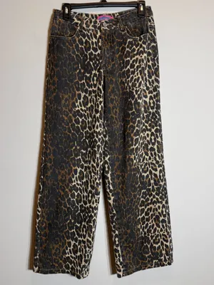 Edikted Leopard Printed Low Rise Baggy Jeans Women's XS Festival Fun Bold Trendy thumbnail 7