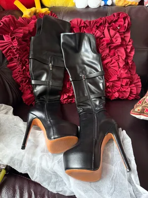 Black Platform Stiletto Boots size 7 new thumbnail 1