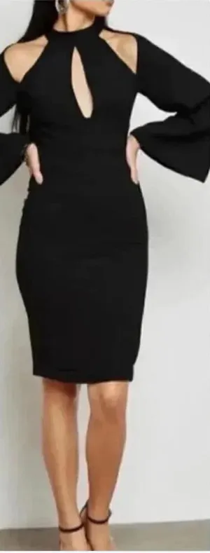 Bardot Aritzia Mock-neck Cold-shoulder Cut Out Sheath Dress Size 4 XS thumbnail 1