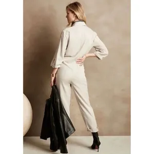 Banana Republic Women Beige‎ Utility Safari Boiler Suit Jumpsuit Roll Tab Sleeve thumbnail 2