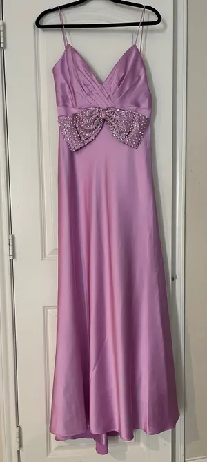NWT Mac Duggal Lilac Satin Crystal Bow Gown 💜✨⁠ thumbnail 6