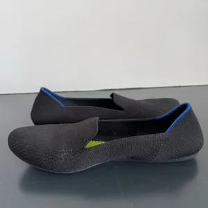 Rothy's The Flat Women’s Size 9 Ecru Textile Ballet Comfort Shoes Slip On Black thumbnail 3