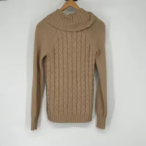 Banana Republic Women's XS Tan Cable Knit‎ Cowl Neck Wool Cashmere Sweater Cozy thumbnail 2