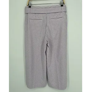 Ann Taylor Wide Leg Crop Pants Size 10 Purple Gingham Belted Preppy Career thumbnail 7