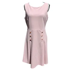 Ivanka Trump Women Blush Pink Sleeveless Fit & Flare Dress Rose Gold Buttons 10 thumbnail 2