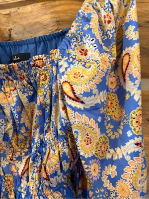 Lulus Staying Cute Blue Paisley Satin Ruffled Long Sleeve Top size Medium thumbnail 5