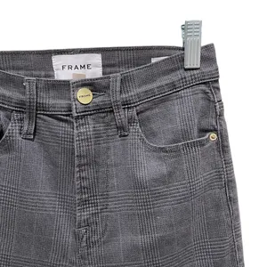 FRAME Denim Ali High RIse Cigarette Skinny Jeans in Washed Gray Plaid Size 25 thumbnail 7