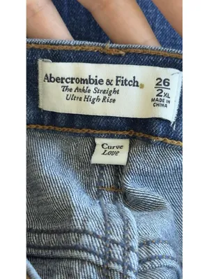 Abercrombie Curve Love Ultra High Rise Ankle Straight Jeans 26 Dark Wash thumbnail 8