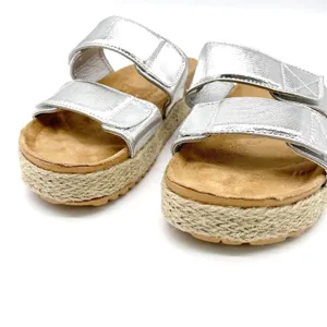 Olivia Miller Womens 8 Slide Sandal Silver Metallic Espadrille‎ Platform Summer thumbnail 2
