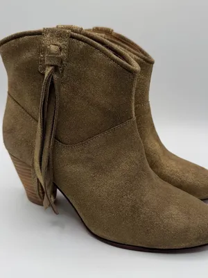 Maje Jaune Gold Metallic Suede Western Ankle Boots Tassel EU 36 US 5.5 thumbnail 1