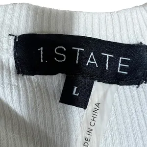 NWT 1.STATE Front Knot Ribbed Knit T-Shirt White Contemporary Casual Size L thumbnail 6